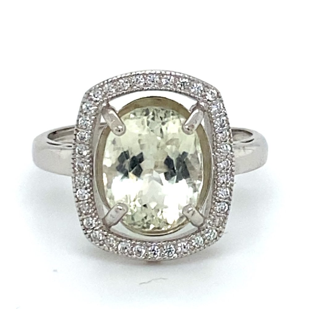 Yellow Kunzite 3.80ct White Gold Finish Solid 925 Sterling Silver Ring
